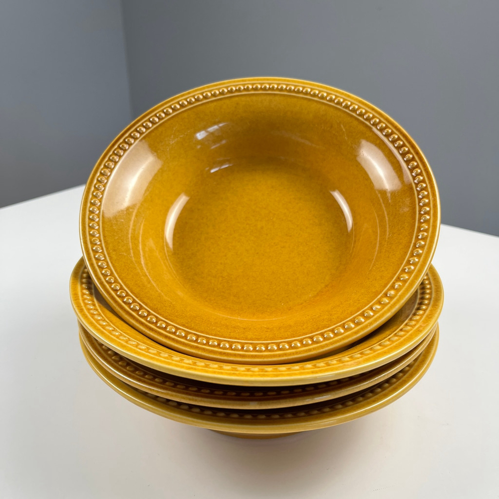 Pier 1 Imports stoneware spice route ginger set of 4 salad soup bowls gold